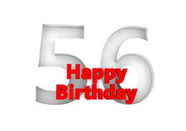 red lettering Happy Birthday with a big relief number behind