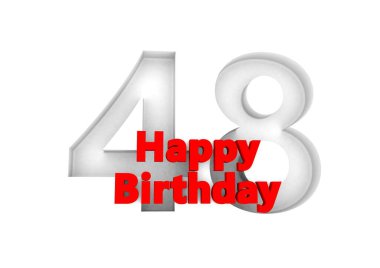 red lettering Happy Birthday with a big relief number behind