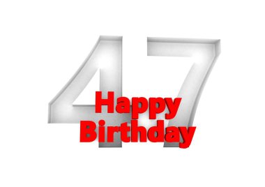 red lettering Happy Birthday with a big relief number behind
