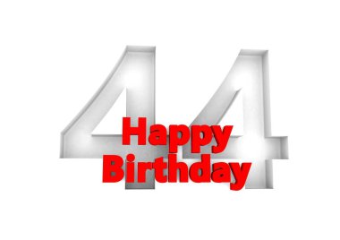 red lettering Happy Birthday with a big relief number behind