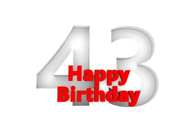 red lettering Happy Birthday with a big relief number behind