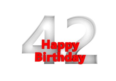 red lettering Happy Birthday with a big relief number behind