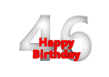 red lettering Happy Birthday with a big relief number behind