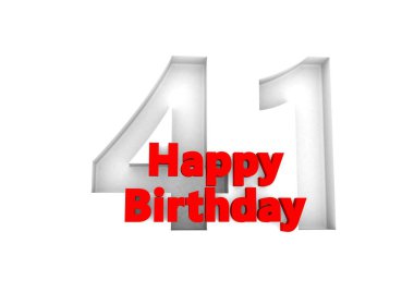 red lettering Happy Birthday with a big relief number behind