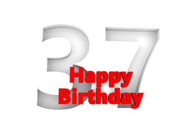 red lettering Happy Birthday with a big relief number behind