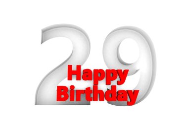 red lettering Happy Birthday with a big relief number behind