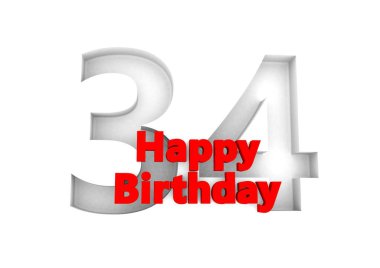 red lettering Happy Birthday with a big relief number behind