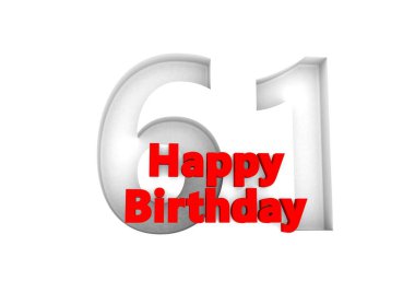 red lettering Happy Birthday with a big relief number behind