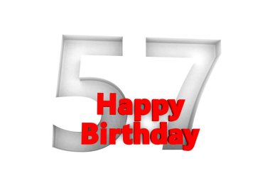 red lettering Happy Birthday with a big relief number behind