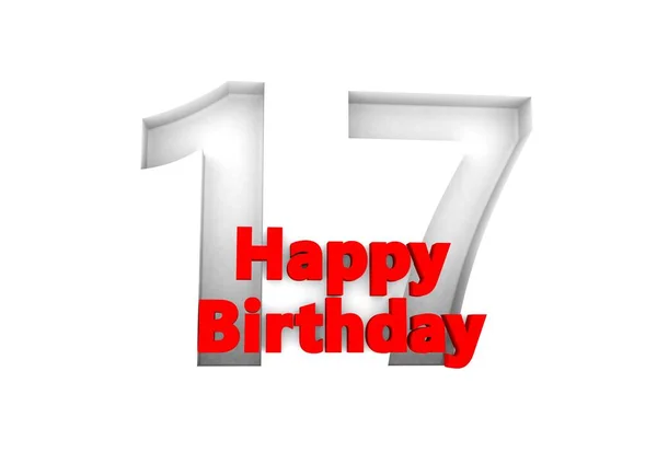 Red Lettering Happy Birthday Big Relief Number — Stok fotoğraf