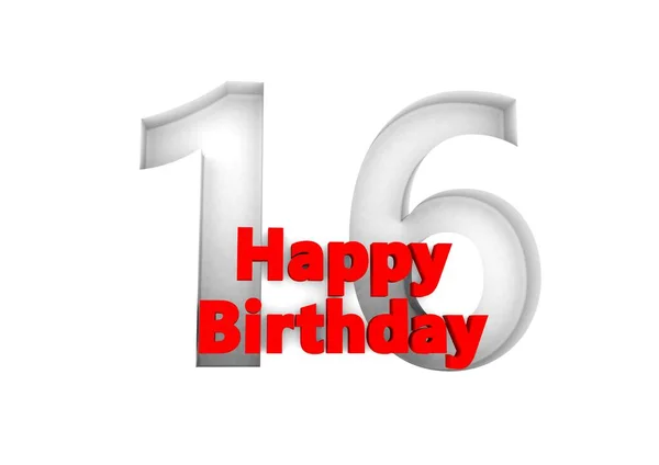 Red Lettering Happy Birthday Big Relief Number — Stock fotografie
