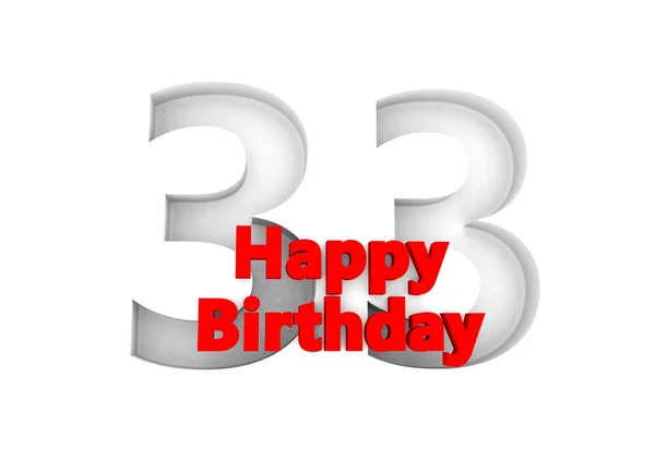 Red Lettering Happy Birthday Big Relief Number — Foto Stock