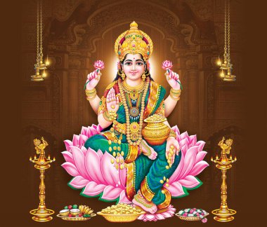 Hindu tanrıçası tanrıça Lakshmi 'nin ilahi tapınak geçmişi.