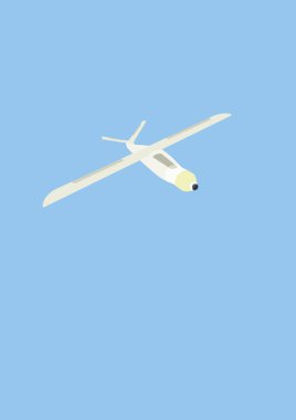 illustration of unmanned aerial vehicle with camera flying isolated on blue  clipart