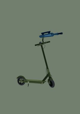 Gri renkte izole edilmiş tüfekli e-scooter 'ın çizimi 