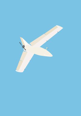 illustration of white bivoj drone flying isolated on blue  clipart