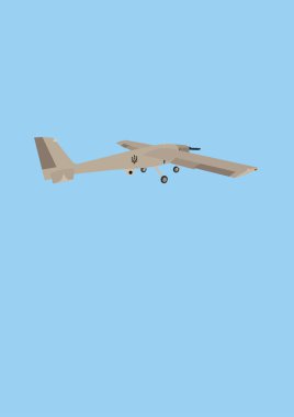 illustration of military drone with trident symbol of Ukraine isolated on blue  clipart
