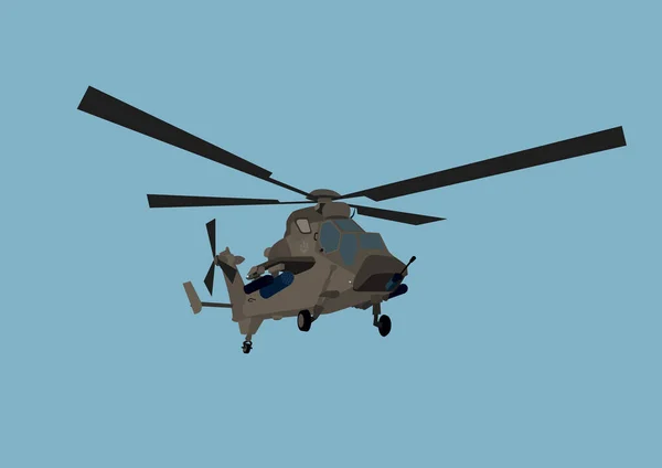 青い空に隔離された空のウクライナ軍のヘリコプターのイラスト — ストックベクタ
