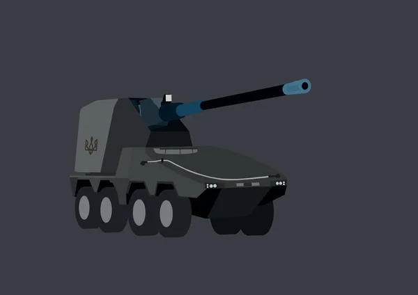 Ilustração Sistema Artilharia Ucraniana Autopropulsionada Isolado Cinza Ilustração De Stock