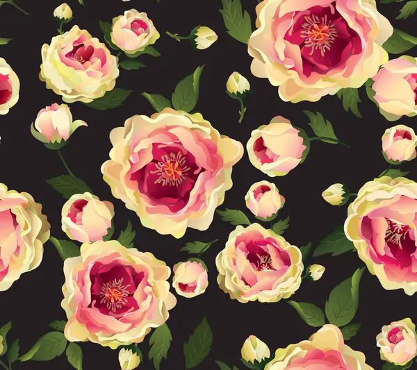 Roses and leaves background pattern stock illustration. Seamless pattern with rose flowers stock design
