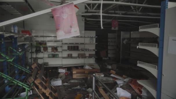 Supermercato Saccheggiato Dai Soldati Russi Ucraina Guerra Ucraina Bucha Borodyanka — Video Stock