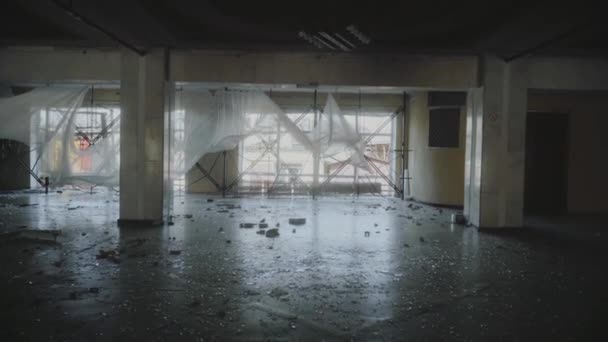 Ukraine Borodyanka Destroyed House Culture Broken Windows Result Bombings — Vídeo de Stock