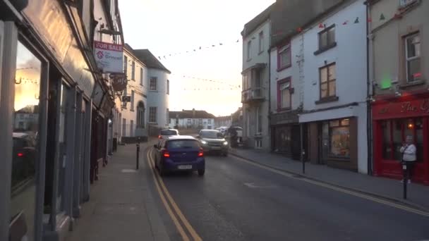 Старые Улицы Ирландии Килкенни Закате Килограмм 2023 Высококачественный Кадр — стоковое видео