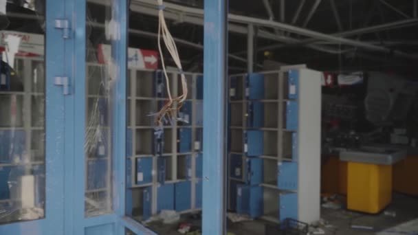 Russian Aggression Ukraine Broken Windows Doors Supermarket Explosion Russian Army — Vídeo de Stock