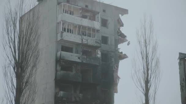 Residential Buildings Center Bombed Russian Missiles Terrible Footage War Ukraine — ストック動画