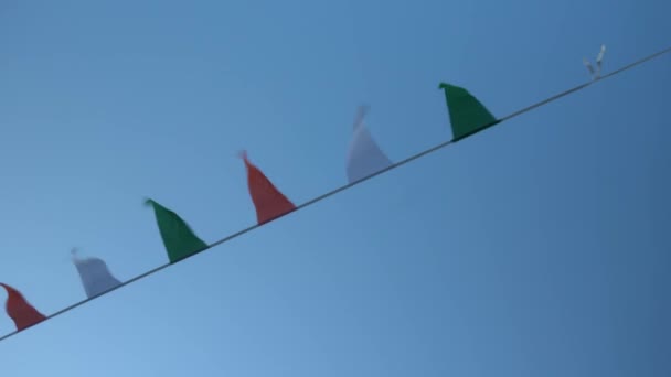 Small Irish Colored Flags Crossing Street Kilkenny Ireland High Quality — Stock Video