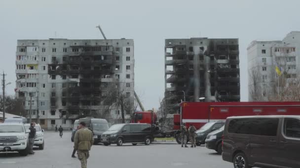 Maison Détruite Borodyanka Après Les Attentats Russes Bombe Ukraine Guerre — Video