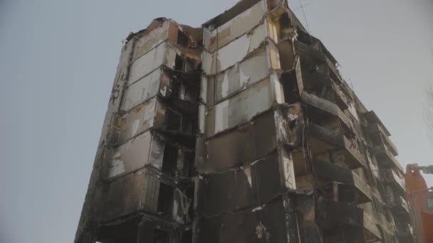 Edificios Residenciales Centro Bombardeado Por Misiles Rusos Terribles Imágenes Guerra — Vídeo de stock