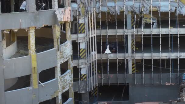 Estacionamento Centro Negócios 101 Torre Instalação Civil Após Ataque Aéreo — Vídeo de Stock