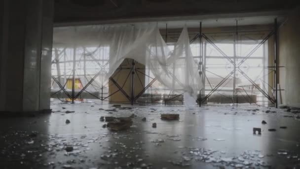 Ucraina Borodyanka Casa Distrutta Cultura Finestre Rotte Come Risultato Bombardamenti — Video Stock