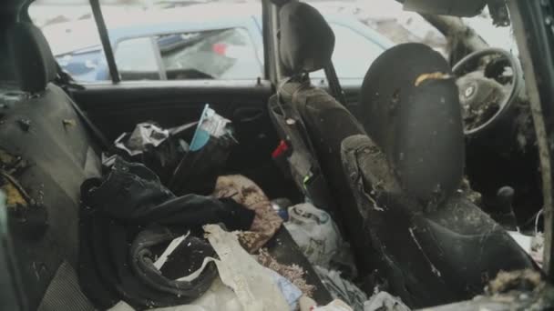 Araba Füze Saldırısında Tahrip Oldu Sivil Araç Füze Saldırısında Ukrayna — Stok video