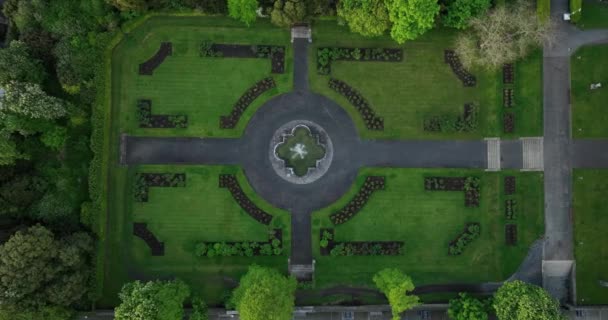 Авіаційне Обстеження Дивовижний Сад Біля Замку Кілкенні Ірландія Сад Виходить — стокове відео