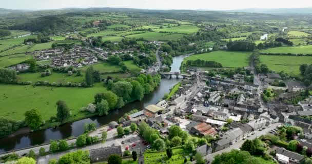 Aérien Thomastown Trouve Sur Rivière Nore Dans Comté Kilkenny Irlande — Video