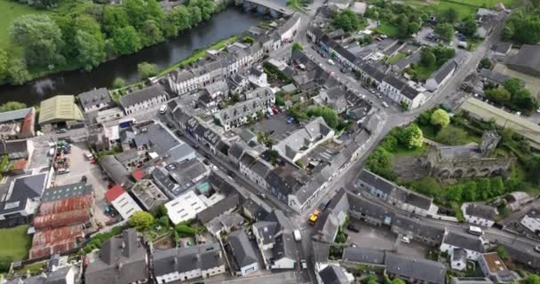 Aerial Thomastown Trova Sul Fiume Nore Nella Contea Kilkenny Paesi — Video Stock