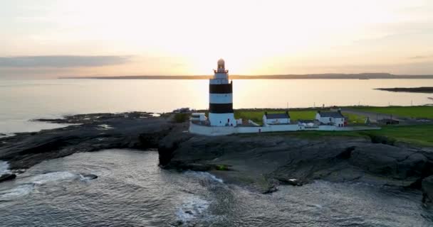 Fecha Hook Lighthouse Situado Hook Head Ponta Península Gancho Condado — Vídeo de Stock