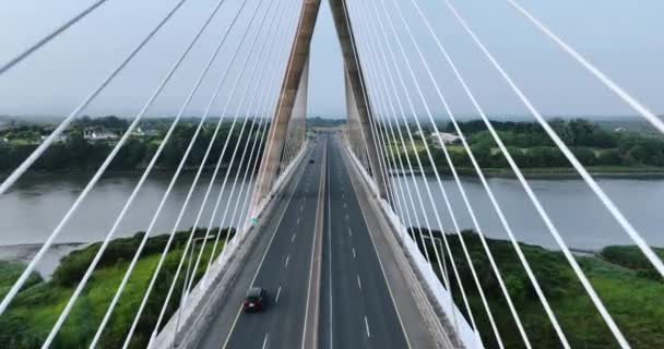 Aerial Video Thomas Francis Meagher Bridge Inspiring Drone Flight White — Stock Video