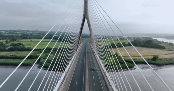 Aerial Video Thomas Francis Meagher Bridge Inspiring Drone Flight White — Stock Video