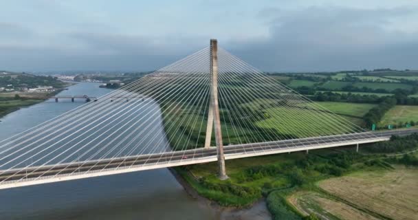 Aerial View Thomas Francis Meagher Bridge County Tipperary Ireland Inspirational — Stock Video