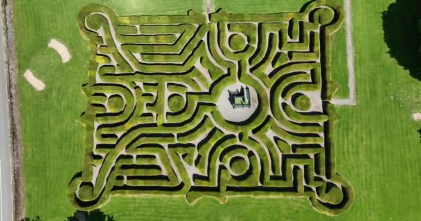 Aérien Labyrinthe Vert Dans Parc Point Vue Drone Haut Dunbrody — Video