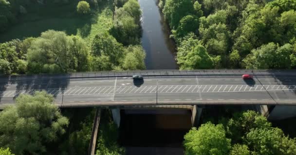 Veduta Aerea Della Strada Del Ponte Pedonale Sul Fiume Nore — Video Stock