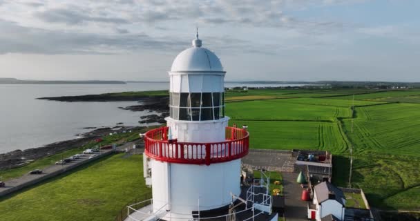 Luchtfoto Sluit Maar Haak Lighthouse Ligt Hook Head Het Puntje — Stockvideo