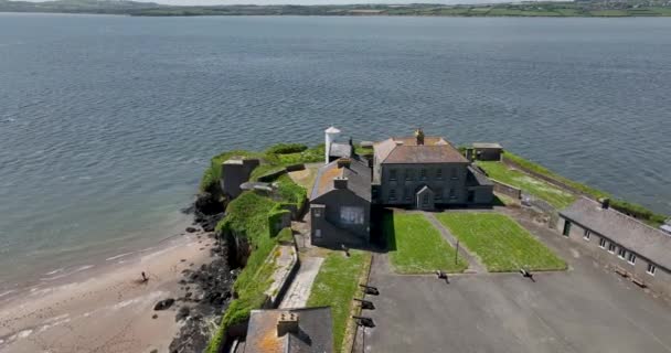 Letecký Pohled Historické Duncannon Fort Irským Zálivem Jako Pozadí Duncannon — Stock video