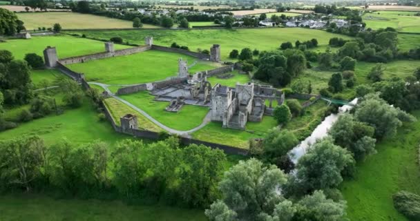 Kells Augustinian修道院座落在国王河岸边 在Kells村以东0 5公里处 Kilkenny市以南12公里处 — 图库视频影像