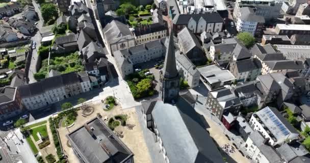 Luchtfoto Circulair Uitzicht Prachtige Kathedraal Van Christuskerk Historische Stad Waterford — Stockvideo