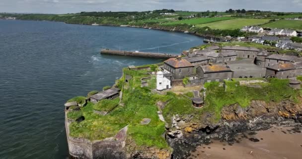 Widok Lotu Ptaka Zabytkowy Fort Duncannon Irlandii Duncannon Wyjątkowa Nadmorska — Wideo stockowe