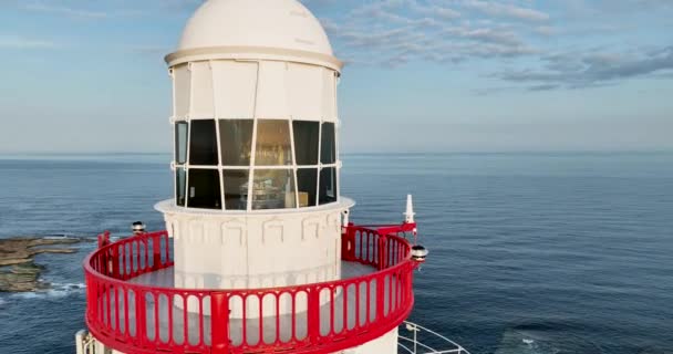 Powietrza Okrągły Półwysep Hook Lighthouse Hrabstwie Wexford Irlandii Najstarsza Latarnia — Wideo stockowe
